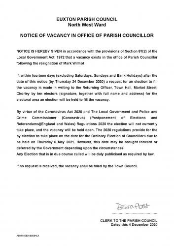 Councillor vacancy has arisen...