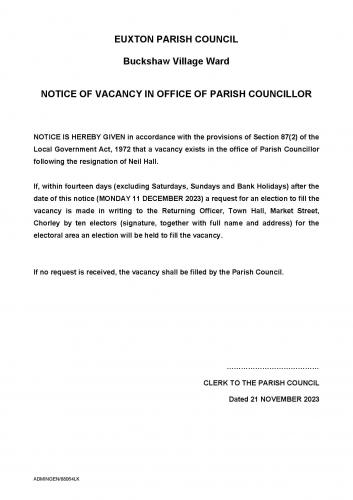 Councillor Vacancy